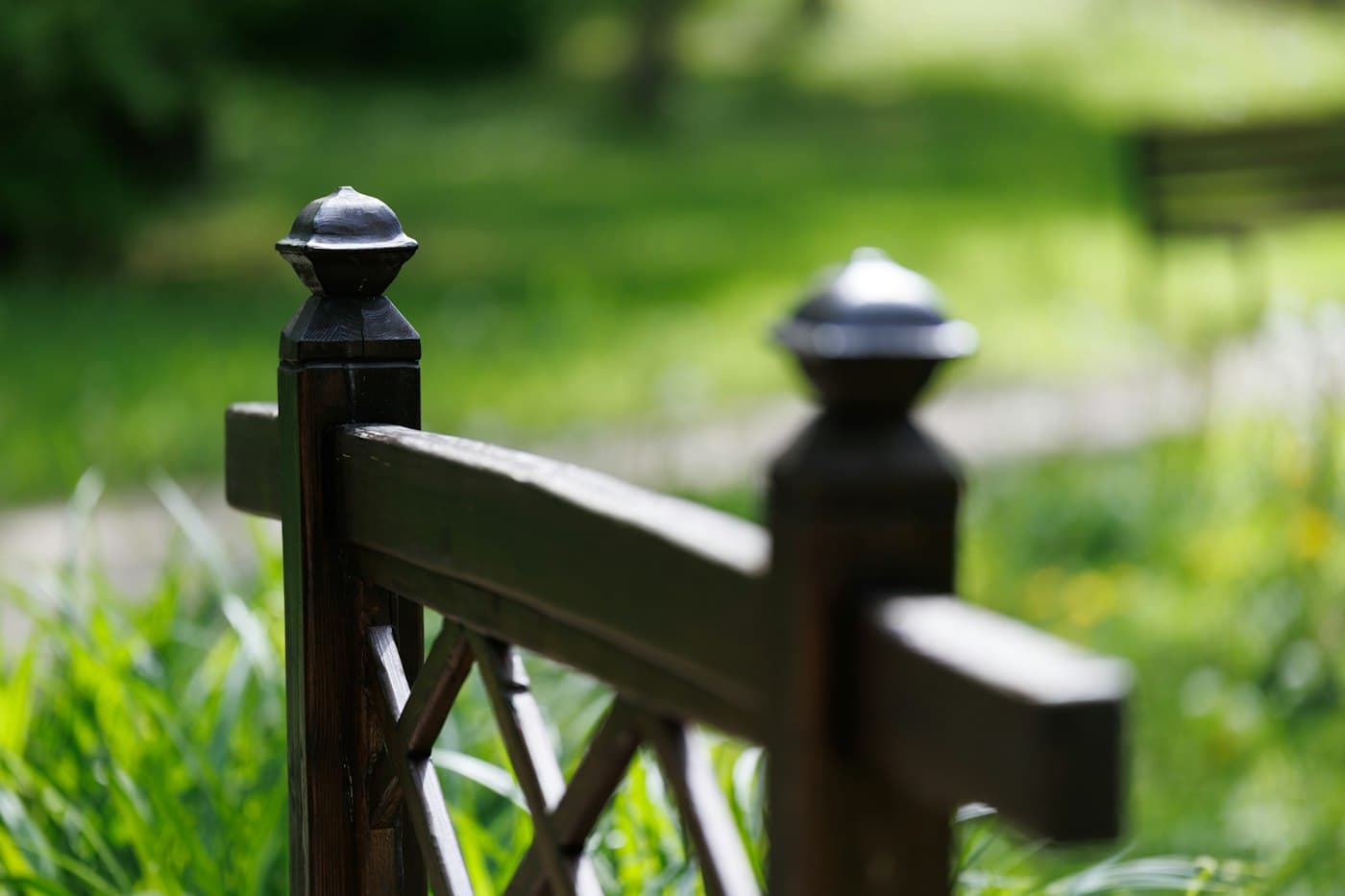 BEISPIEL-FOTO: dunkler Holzzaun vor grünem Garten